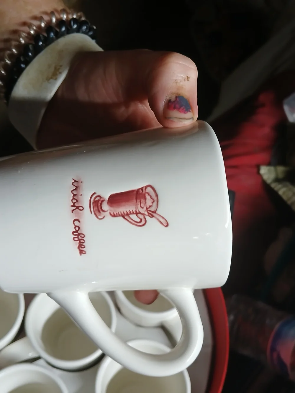 vintage Williams-Sonoma Holiday Hot Drinks Ceramic Mug set of six.